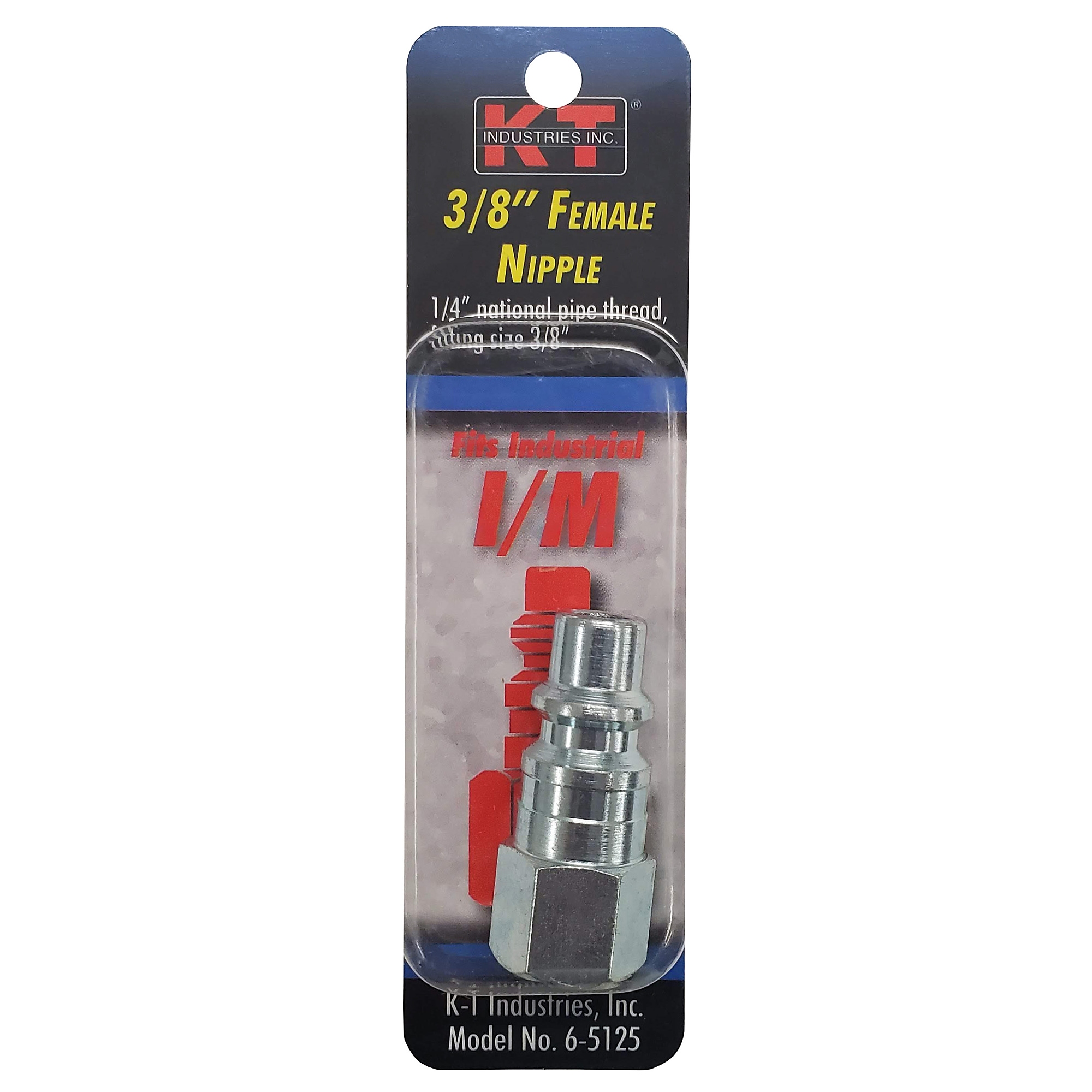 K-T Industries Industrial Female NPT Nipple — 1/4in. NPT, 3/8in., Zinc-Plated Steel, Model# 6-5125